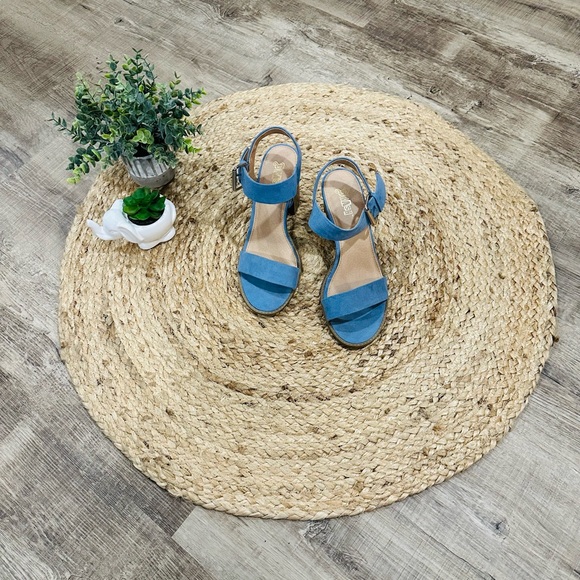 Brash Light Blue Chunk Heels - Picture 3 of 12